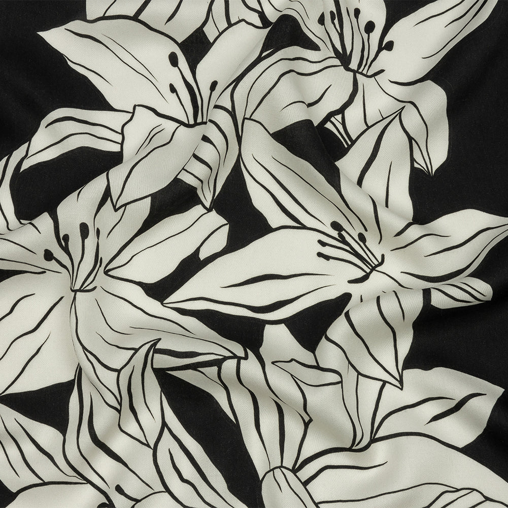 Rayon Challis - Black Floral - Central Park Spring Print - Mood Exclusive Metro Collection - Joann Fabrics