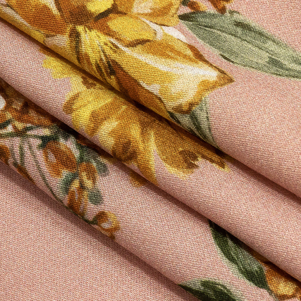 Rayon Challis - Pink, Yellow and White Rose Sprays - Bella Verona Print - Mood Exclusive Viso Collection - Joann Fabrics