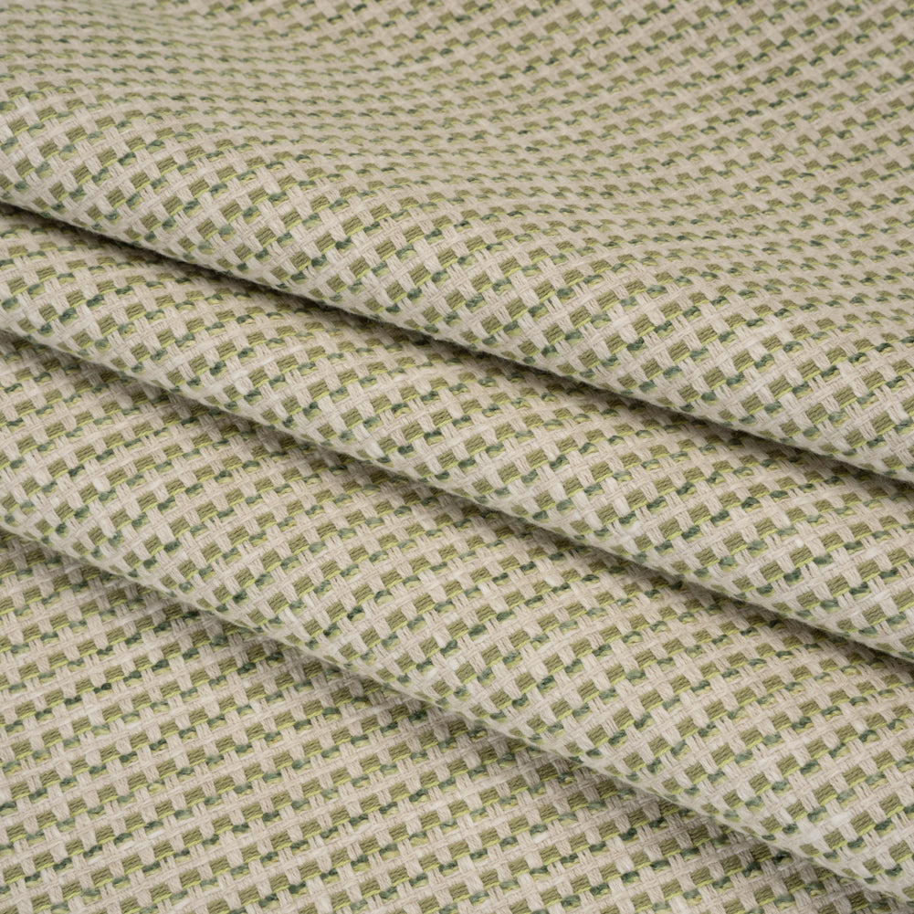 Recycled Polyester and Cotton Basketweave Dobby - Moss Little Squares - British Imported - Joann Fabrics