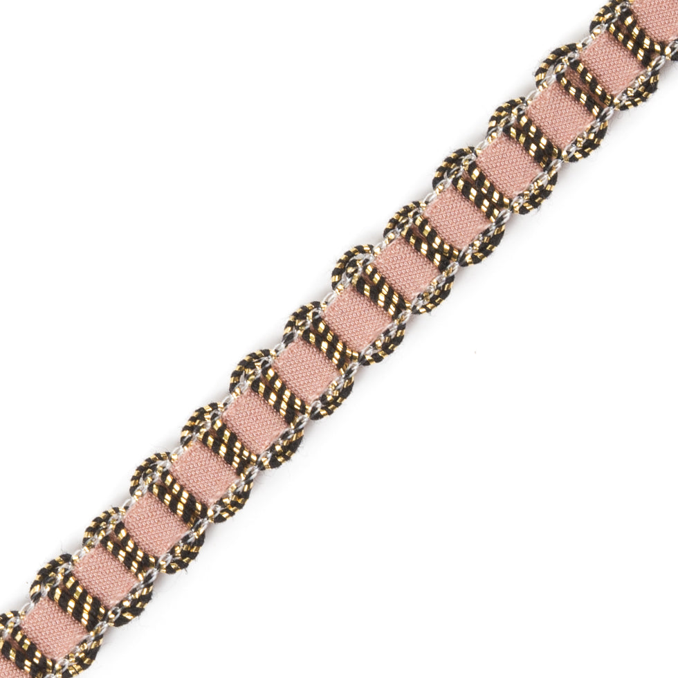 Gold Braid Around Peach Velvet Trimming - 0.25