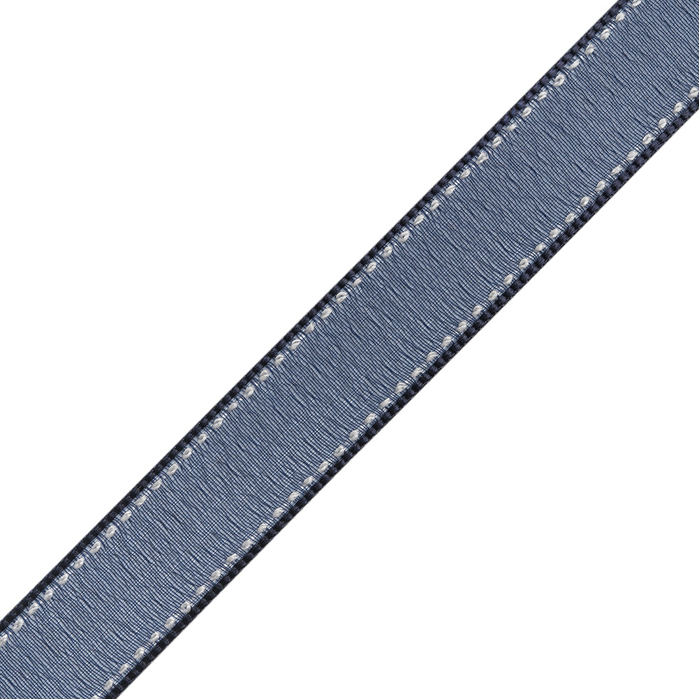Sheer Ribbon with White Stitched Border - 0.75