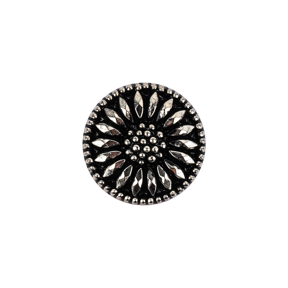 Vintage Gunmetal Floral Shank Back Glass Button - 28L/18mm - Joann Fabrics