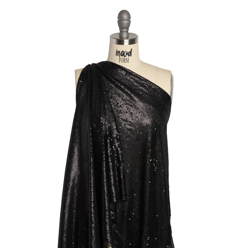 Baby Sequins Mesh - Gunmetal on Black - Designer Deadstock - Joann Fabrics