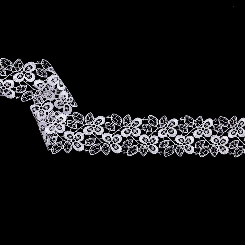 Fancy White Floral Venise Lace Trim - 2.5