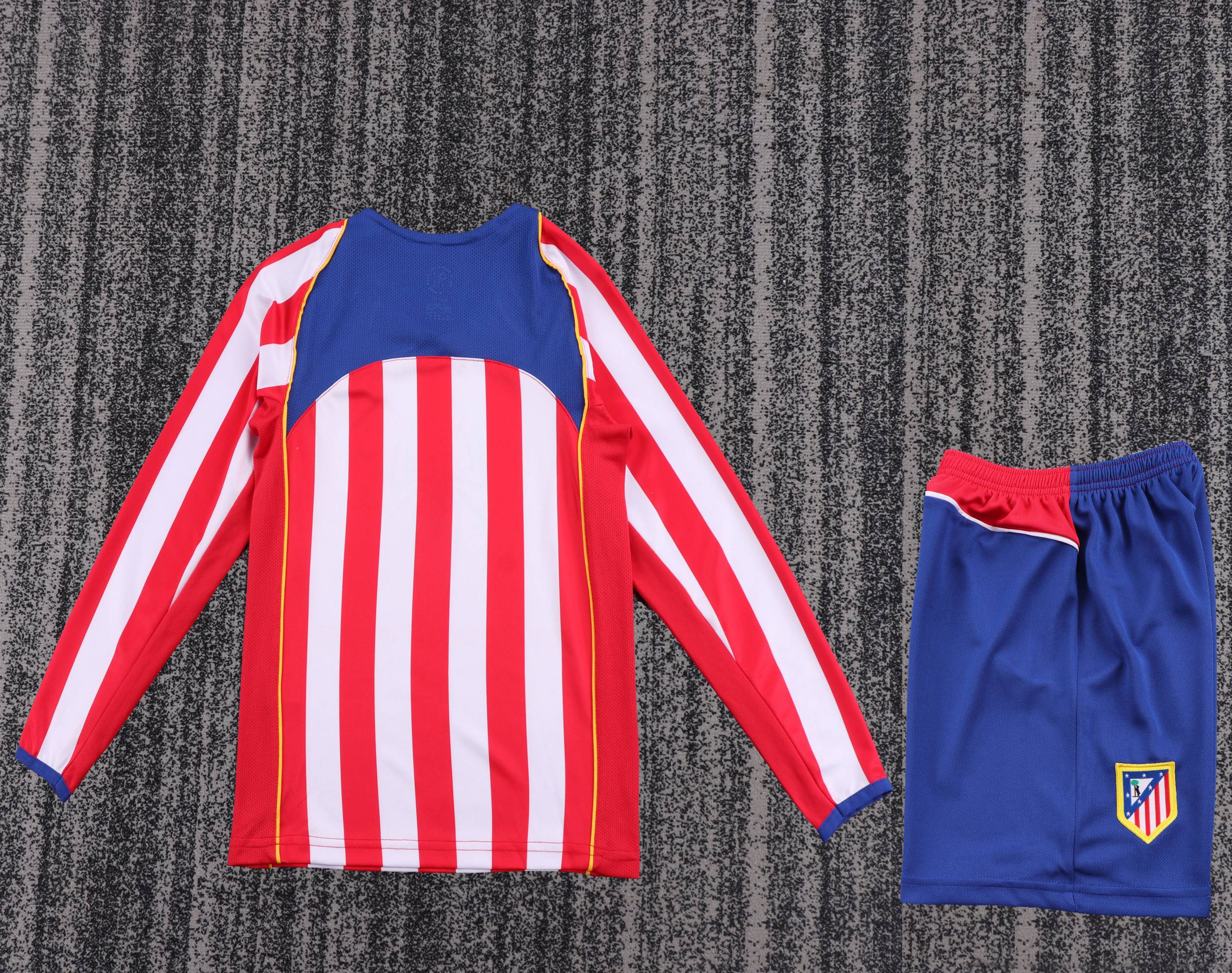 2004-2005 Retro Long Sleeve Atletico Madrid Home Football Jersey 1:1 Thai Quality Kids Size