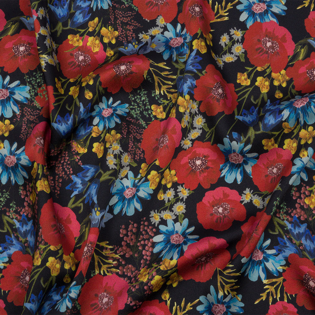 Polyester Twill Print - Red, Blue and Yellow Floral - Mood Exclusive Poppies Please - Joann Fabrics