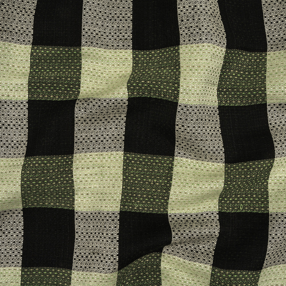 Black, White and Mint Buffalo Check Linen and Cotton Dobby - Joann Fabrics