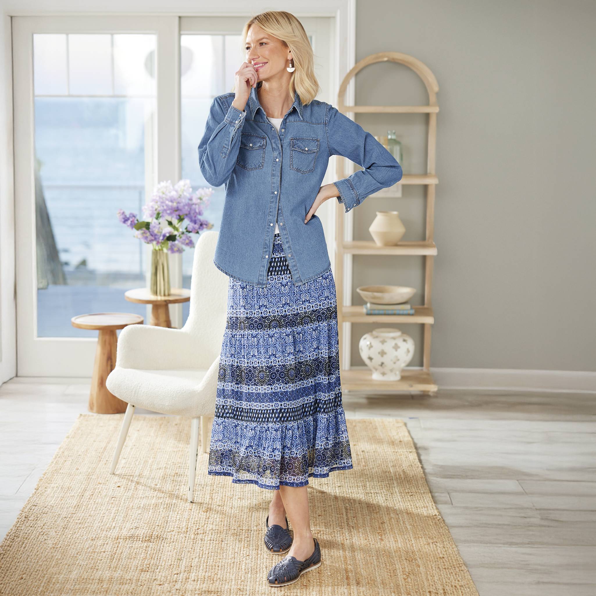 Classic Long-Sleeve Denim Shirt, Snap Placket, Pockets, and Cuffs - Northstyle Catalog