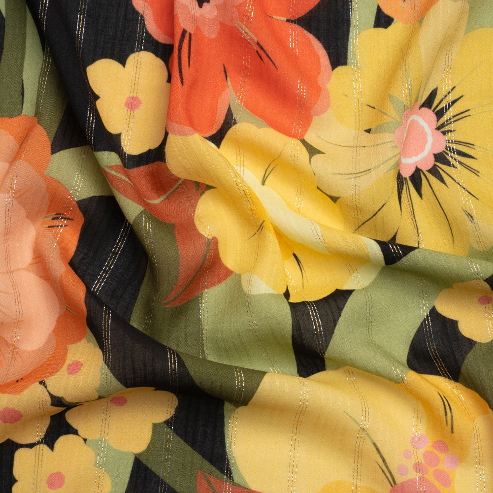 Mood Exclusive Black Park Bench Metallic Pinstriped Viscose Dobby - Joann Fabrics