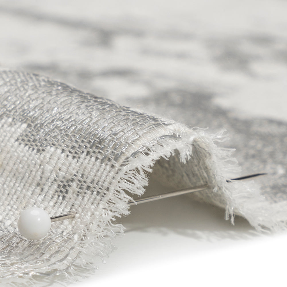 White and Silver Abstract Viscose, Polyester and Linen Drapery Jacquard - Joann Fabrics