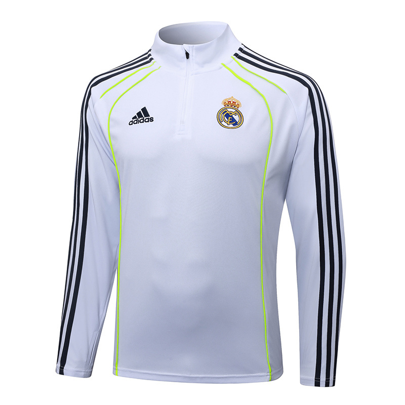 2025-2026 Real Madrid Retro White Half-Pull Training Suit Football Shirt 1:1 Thai Quality Set