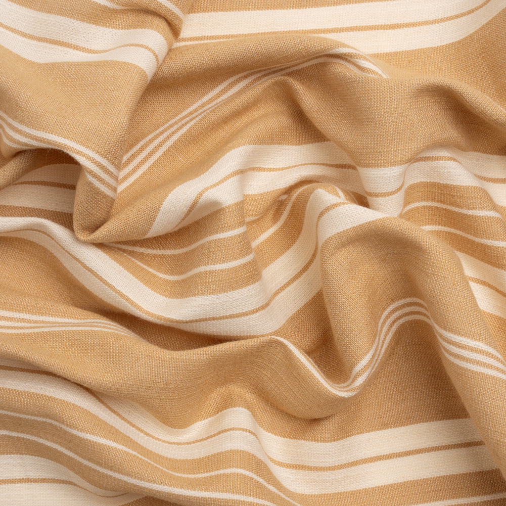 Famous Australian Designer Beige and Cream Ticking Stripes Soft Cotton and Linen Woven - Joann Fabrics