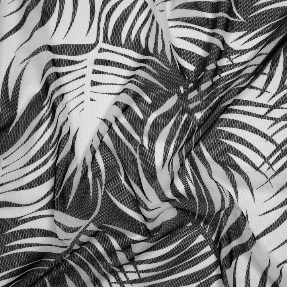 Stretch Nylon Mesh - Black and White Palm Leaves - Designer Deadstock - Joann Fabrics