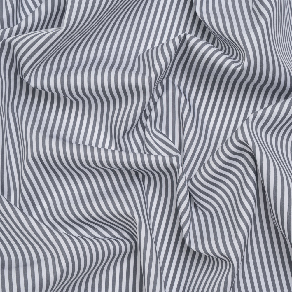 Cotton Twill Shirting - Gray and White Candy Stripes - Deadstock - Joann Fabrics