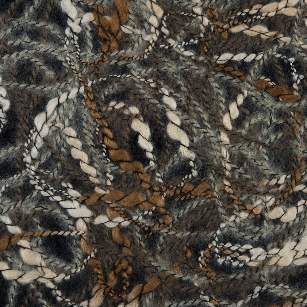 Designer Novelty Gray and Brown Felted Lace with Rope Design - Joann Fabrics