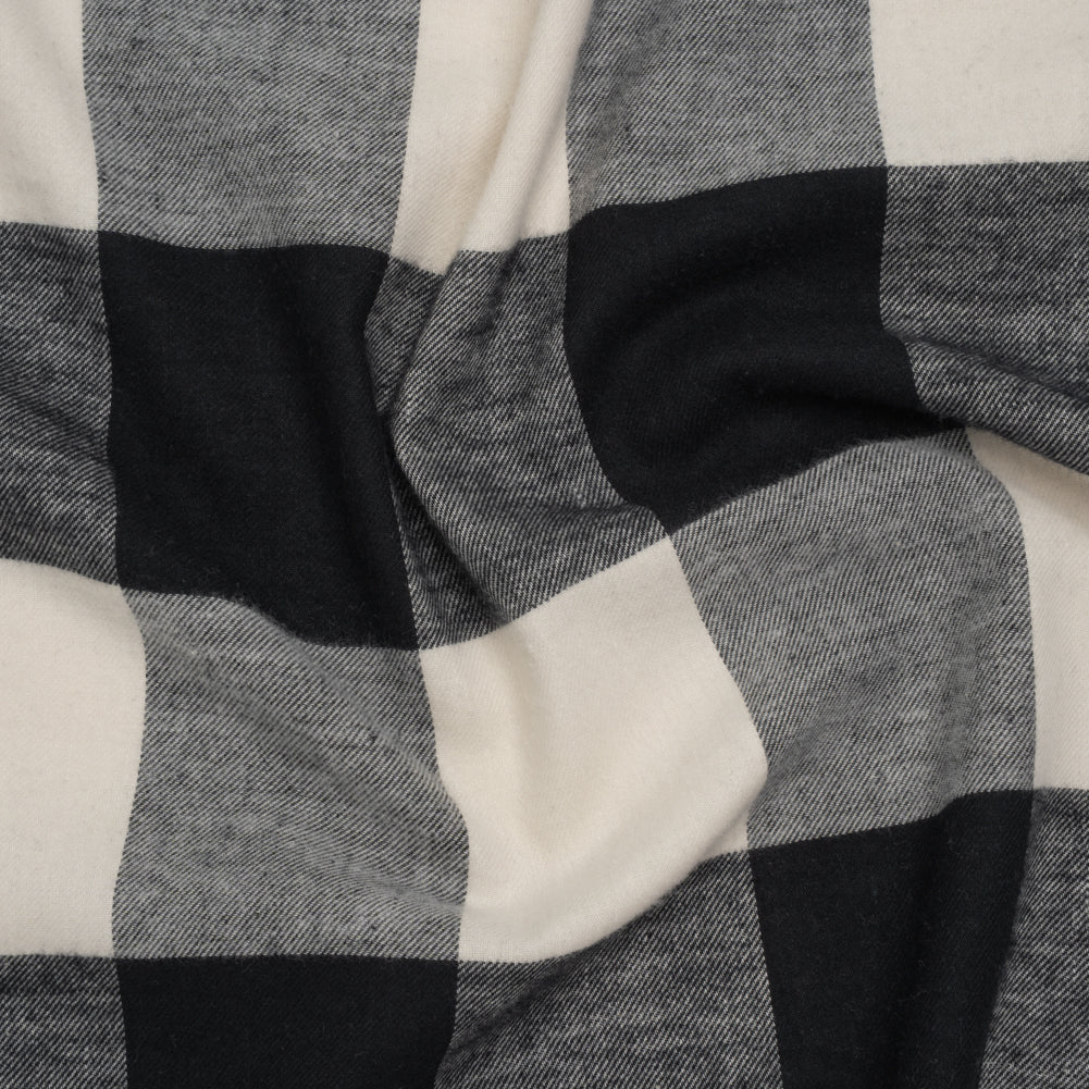 Cotton Twill Flannel - Black and Ecru Buffalo Check - Deadstock - Joann Fabrics