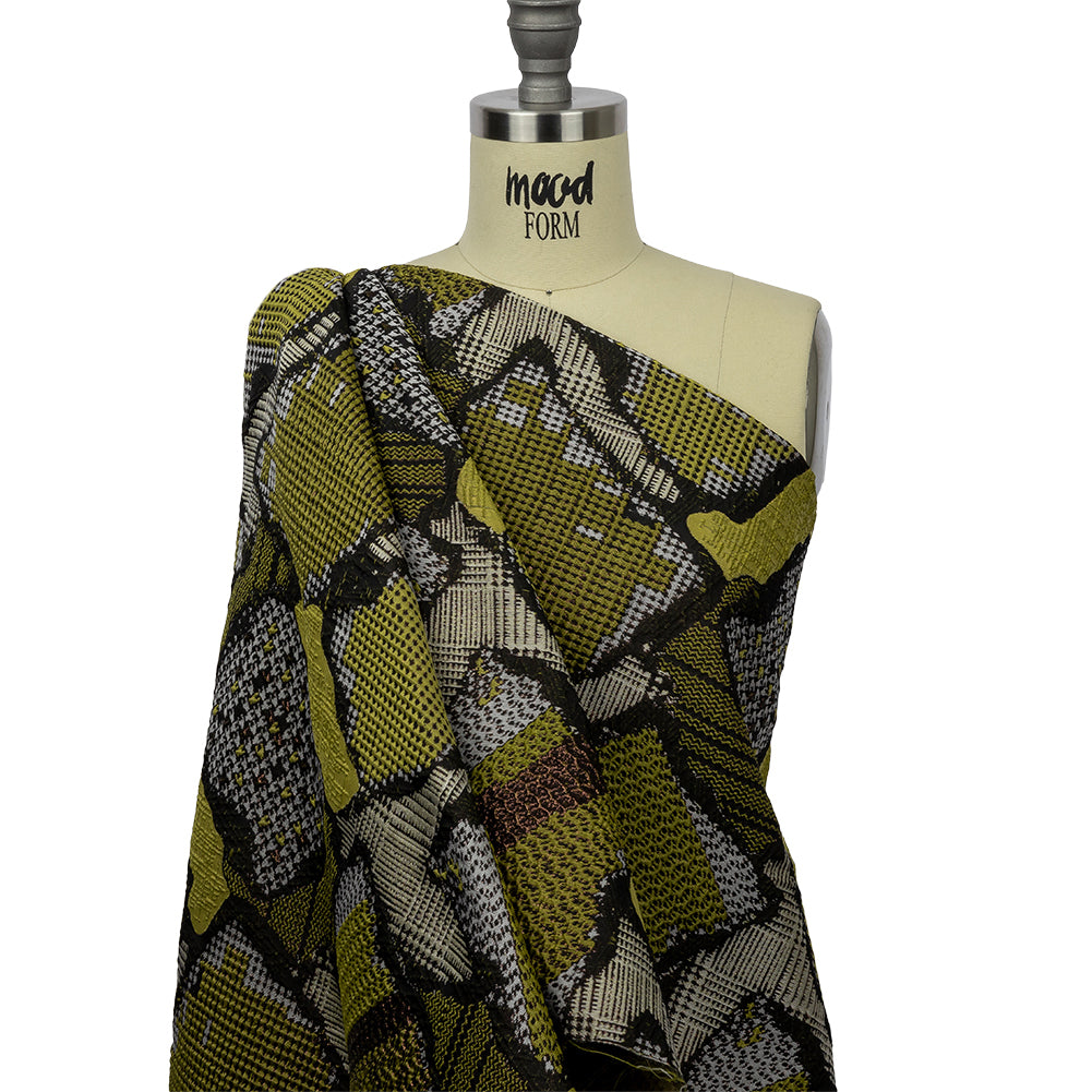 Metallic Black and Yellow Abstract Patchwork Luxury Brocade - Joann Fabrics