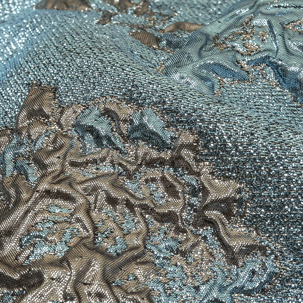 Metallic Sky Blue and Bronze Floral Luxury Brocade - Joann Fabrics