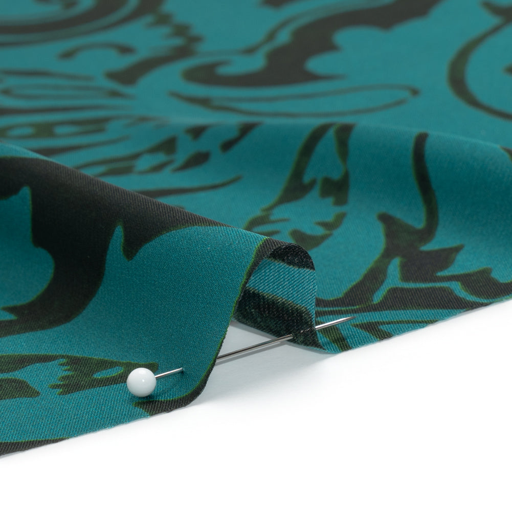 Polyester Charmeuse - Dark Green and Teal Paisley - Made in Italy - Joann Fabrics