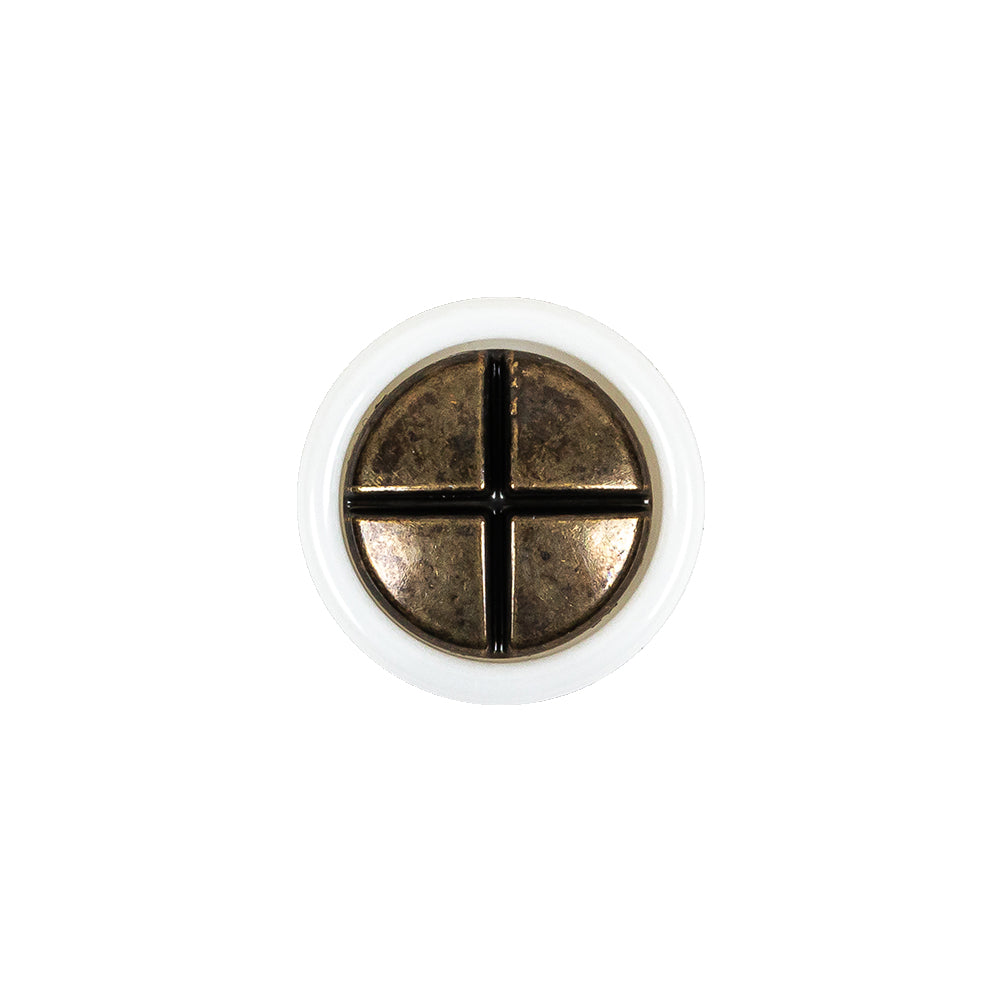 Italian White and Antique Bronze Plus Sign Plastic Shank Back Button - 25L/16mm - Joann Fabrics