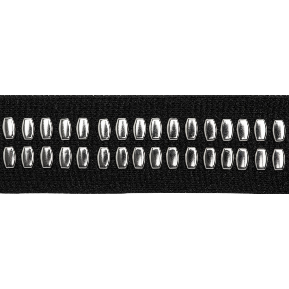 Yaya Han Studded Woven Trim - Hamburg Punk Silver and Black Faux Zipper, 0.75