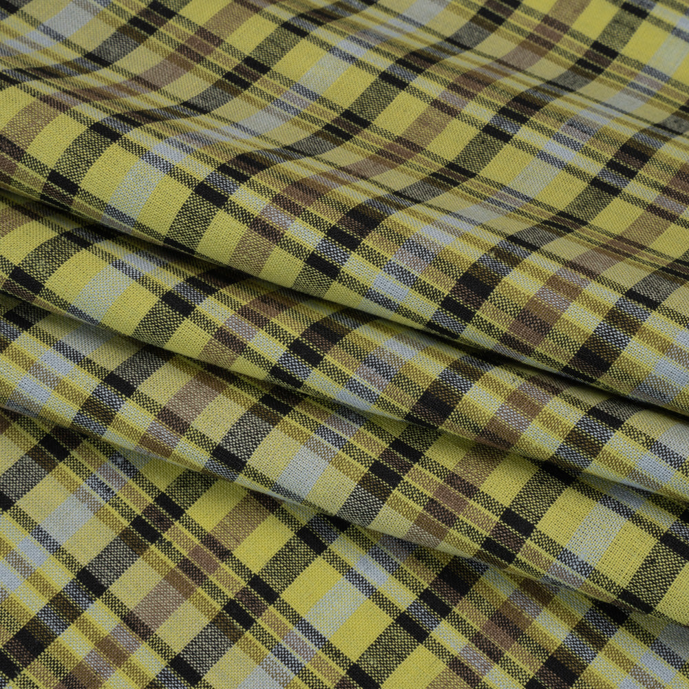 Medium Weight Linen Woven - Avocado Green, Black and Brown Plaid - Joann Fabrics