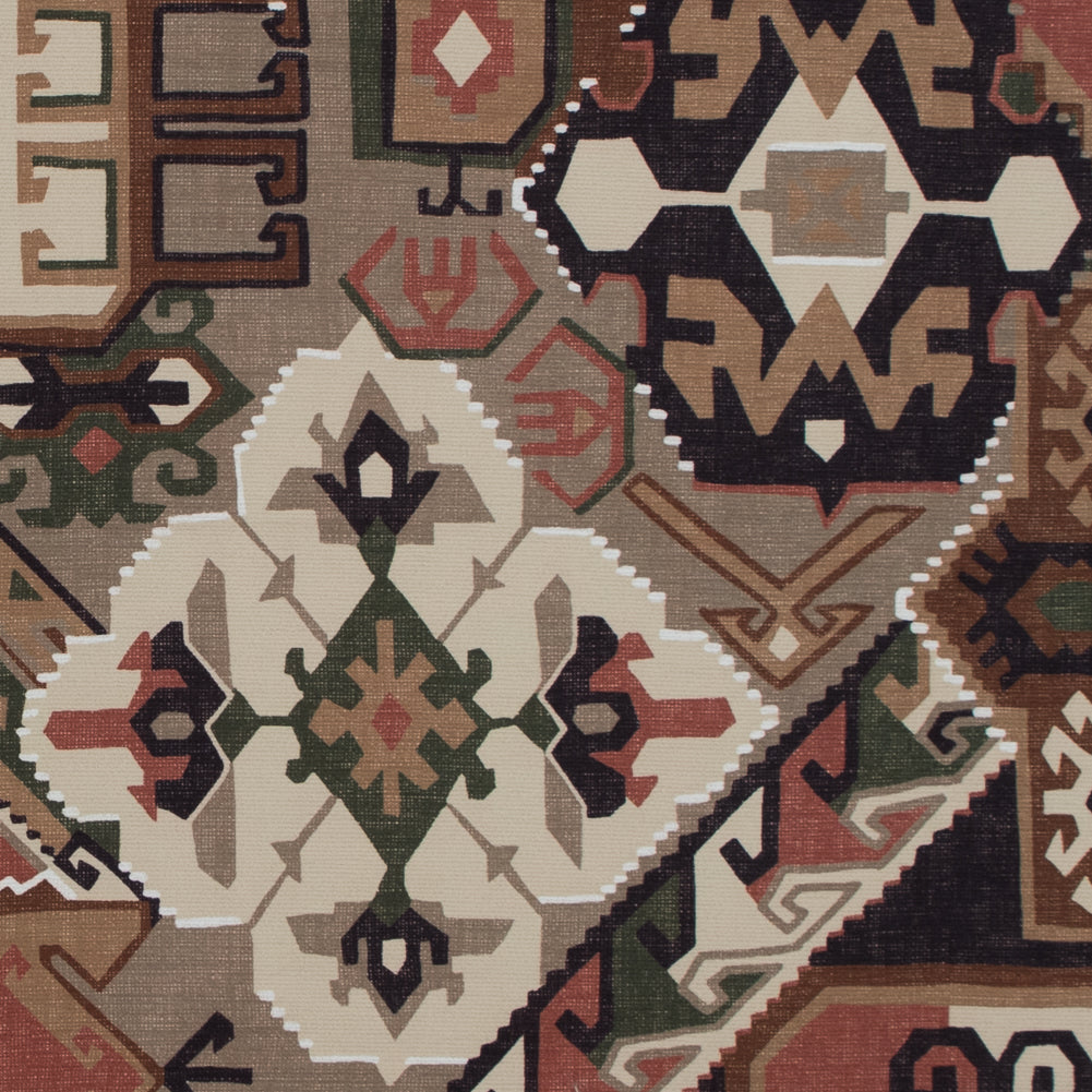 Brown and Green Aztec Printed Brushed Canvas - Joann Fabrics