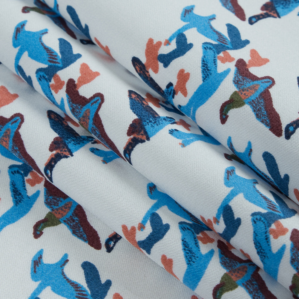 Blue Flying Birds Printed Cotton Sateen - Joann Fabrics