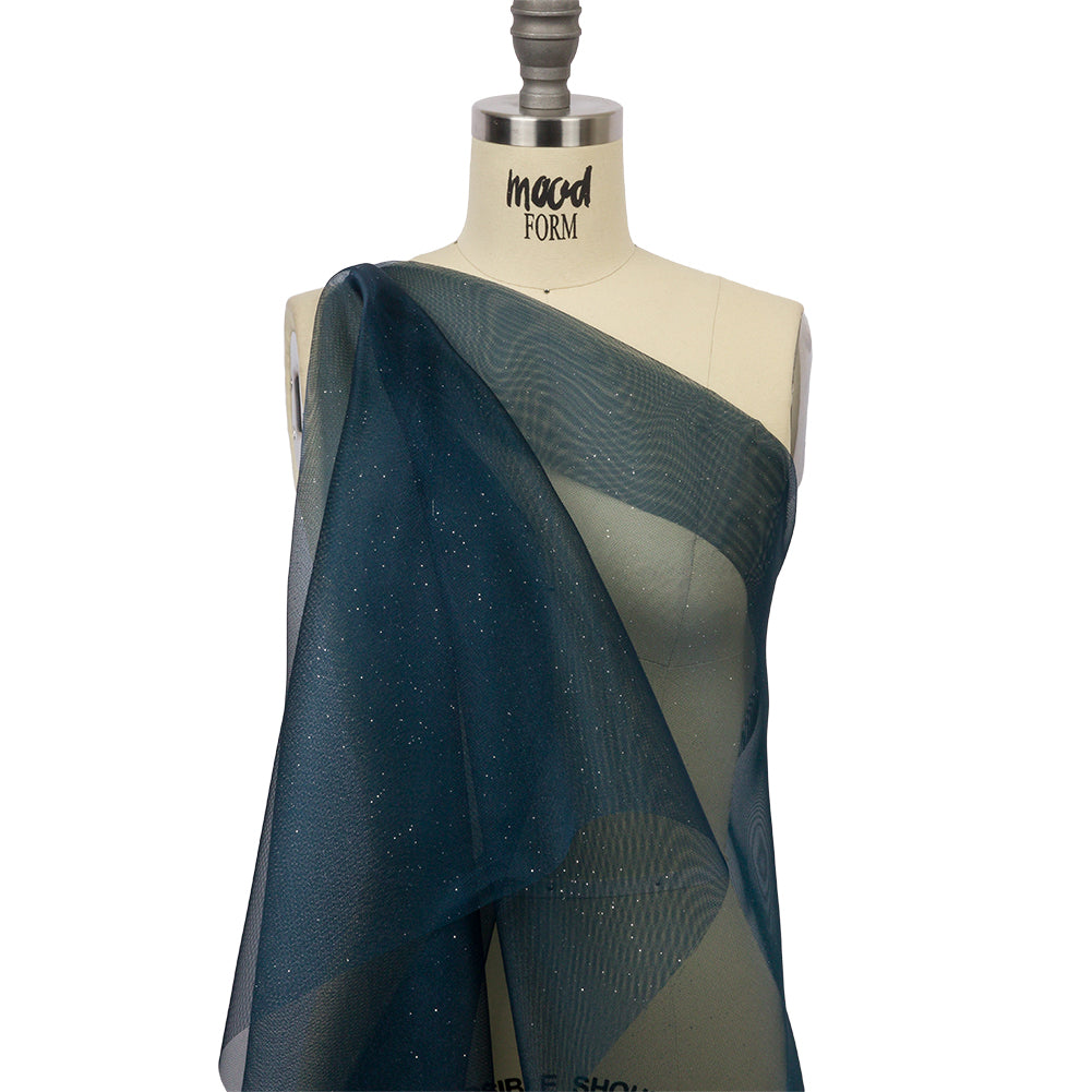 Polyester Mesh Organza with Silver Glitter - Navy - Starlight Collection - Joann Fabrics