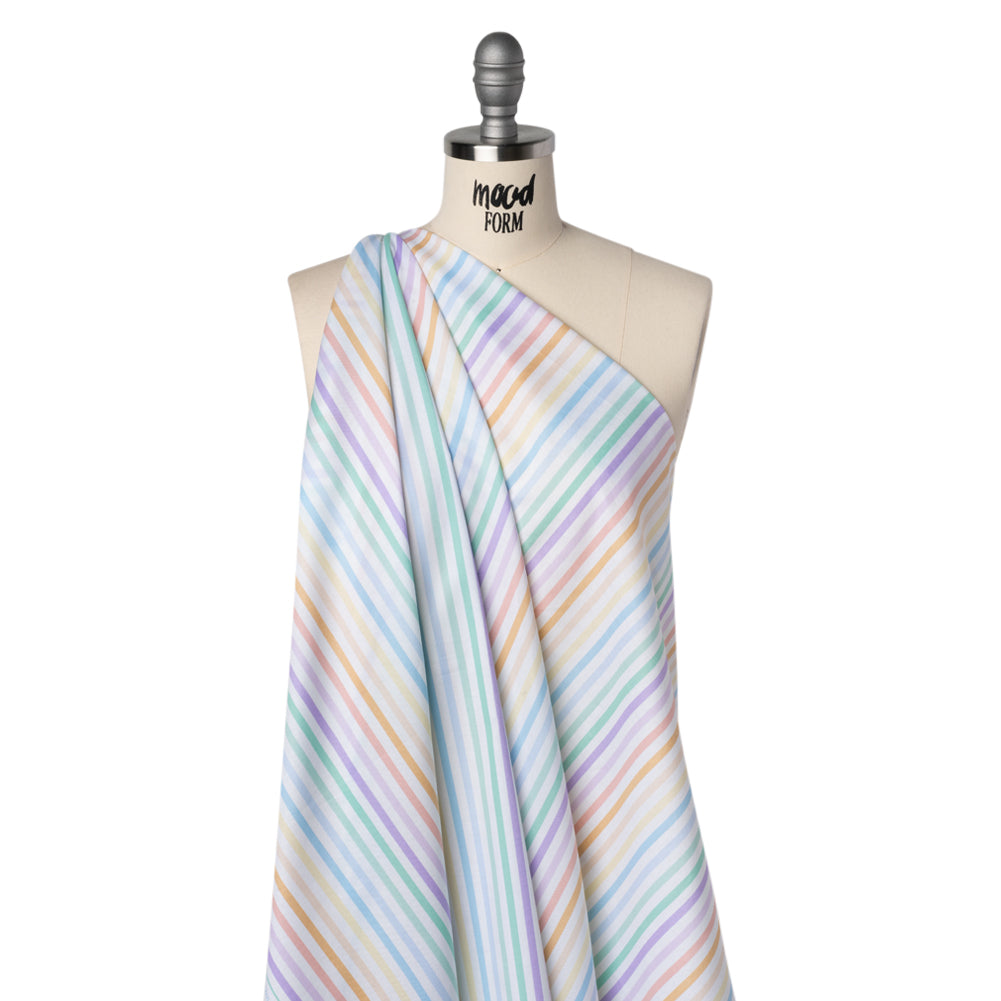Printed Quilting Cotton by Ghazal Razavi for FIGO Studio - Pastel Rainbow and White Gummy Stripes - Dovetail Collection - Joann Fabrics