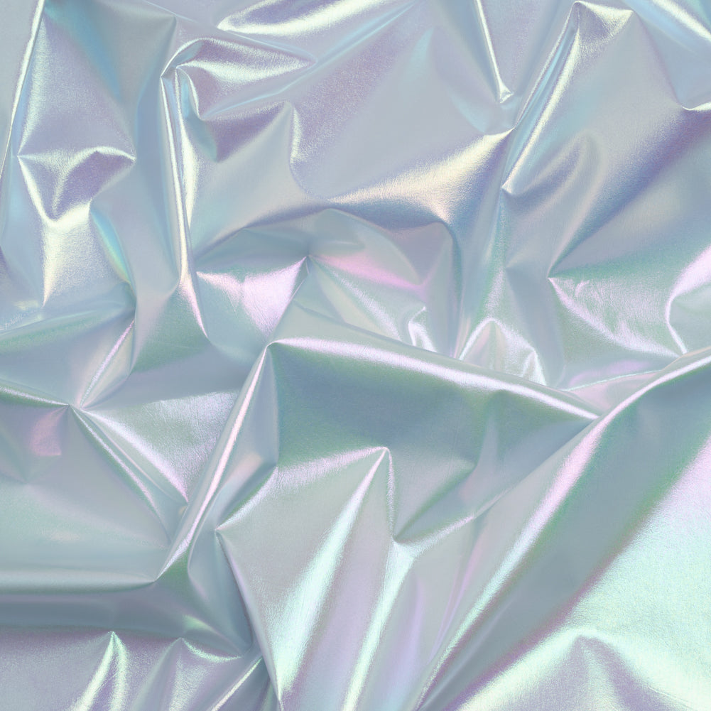 Metallic Lame Jacketing - Pastel Rainbow Ombre Stripe on Pale Blue - Inez Collection - Joann Fabrics