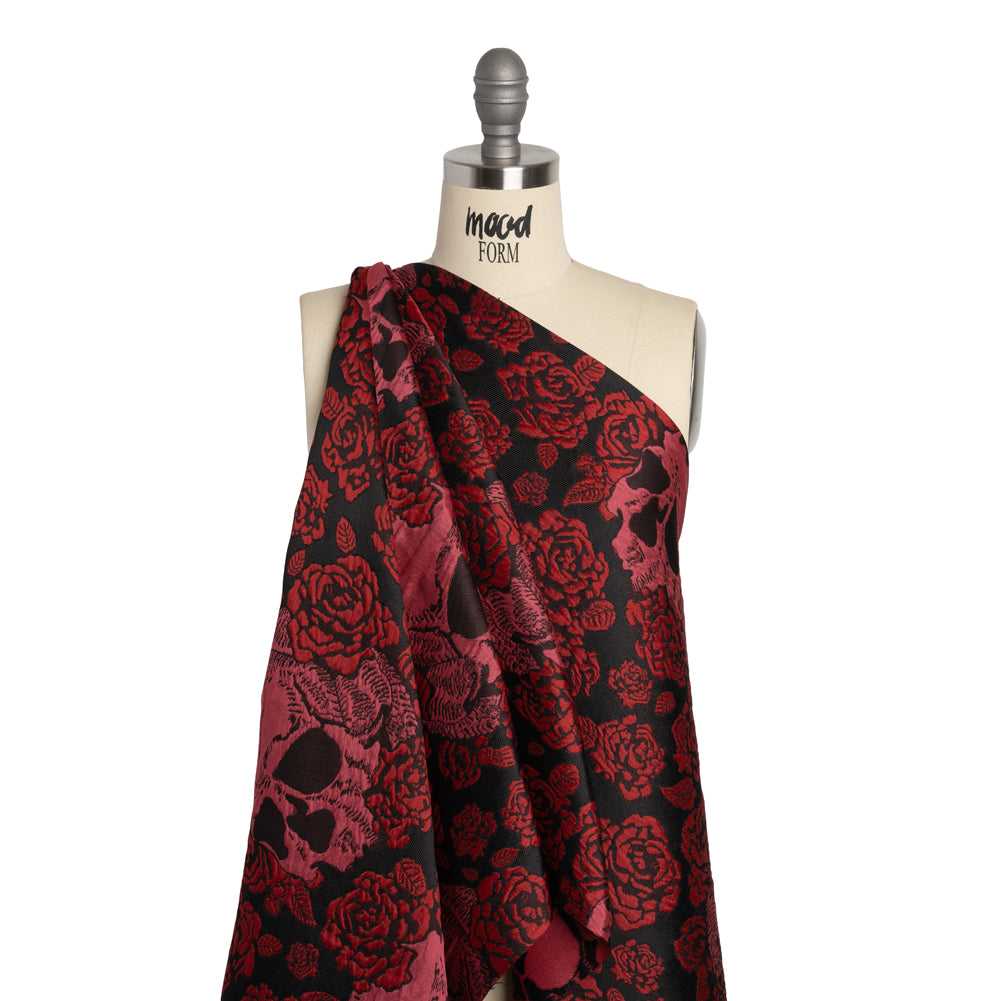 Floral and Skull Brocade - Black and Red - Mood Exclusive - Joann Fabrics