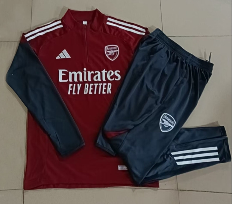 2025/2026 Arsenal Half-Pull Training Suit Red Football Shirt 1:1 Thai Quality Set 01