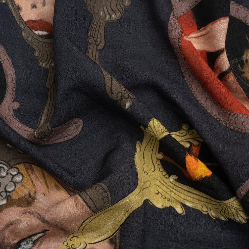Slubbed Viscose Woven Print - Large Mirrors and Flames - Mood Exclusive Damsel in This Dress - Joann Fabrics