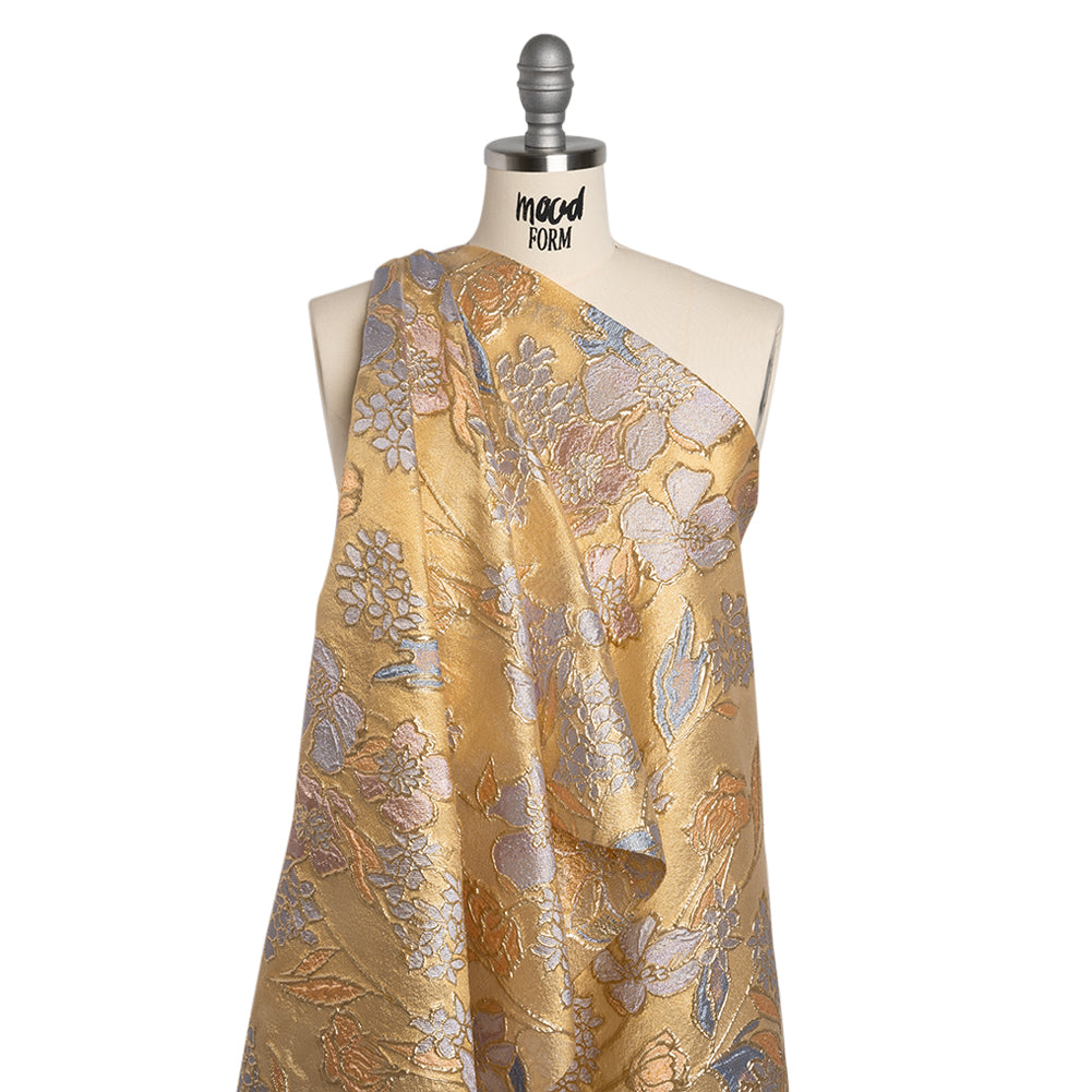 Metallic Burnout Brocade - Gold, Lilac and Country Blue Festive Florals - Joann Fabrics