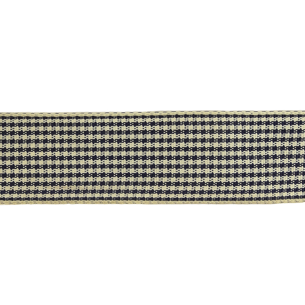 Deep Cobalt and Marshmallow Houndstooth Check Woven Ribbon - 1
