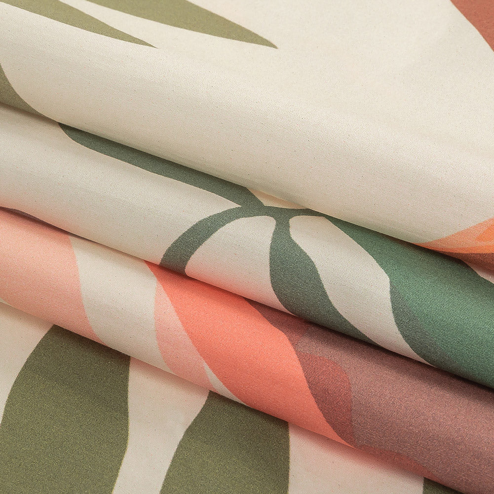 European Ivory, Shell Coral and Burnt Coral Flamingo Printed Cotton Poplin - Joann Fabrics