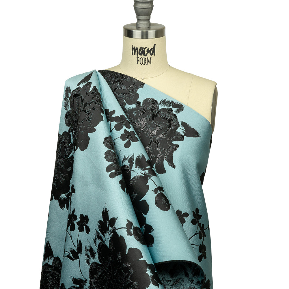 Metallic Black and Blue Fog Floral Luxury Brocade - Joann Fabrics
