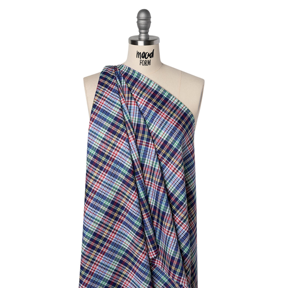 Cotton Twill Shirting - Blue, Green and Red Plaid - Deadstock - Joann Fabrics