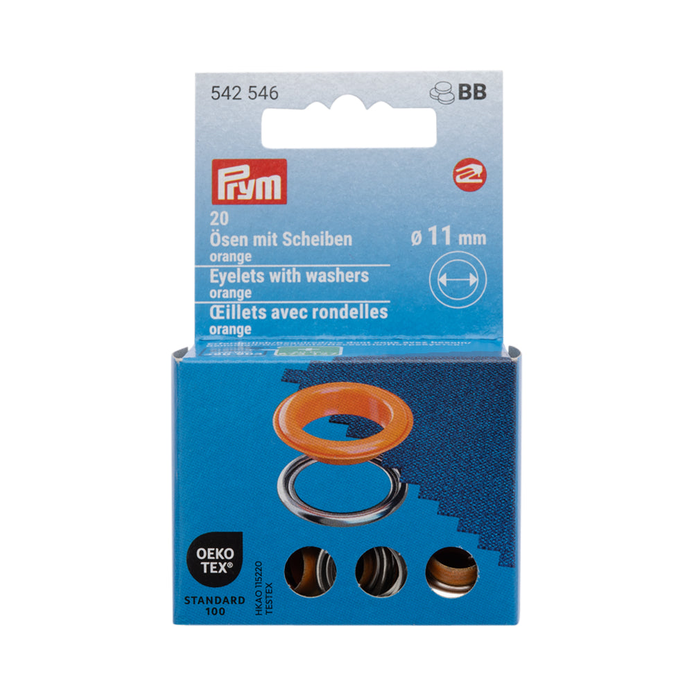 Prym Eyelets with Washers - Orange 11mm - 20pc - Joann Fabrics