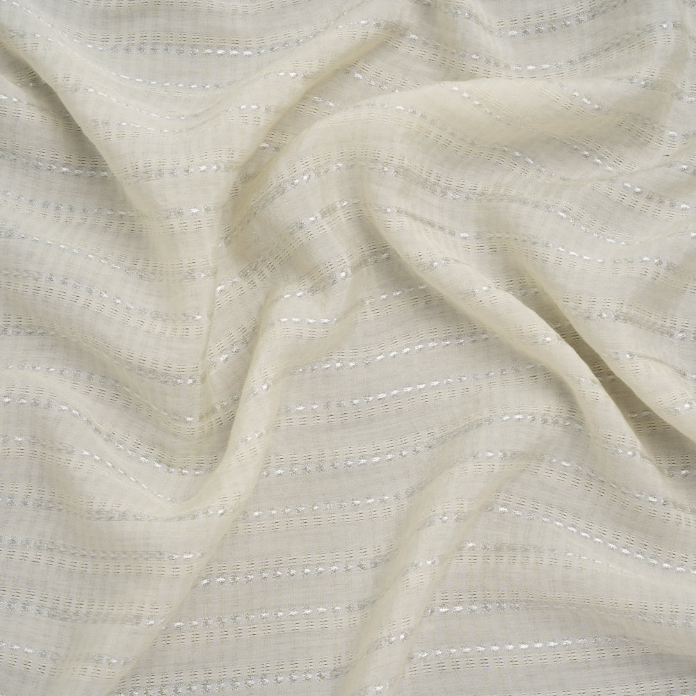 Rayon and Nylon Dobby - Ivory Luminous Stripes - Designer Deadstock - Joann Fabrics