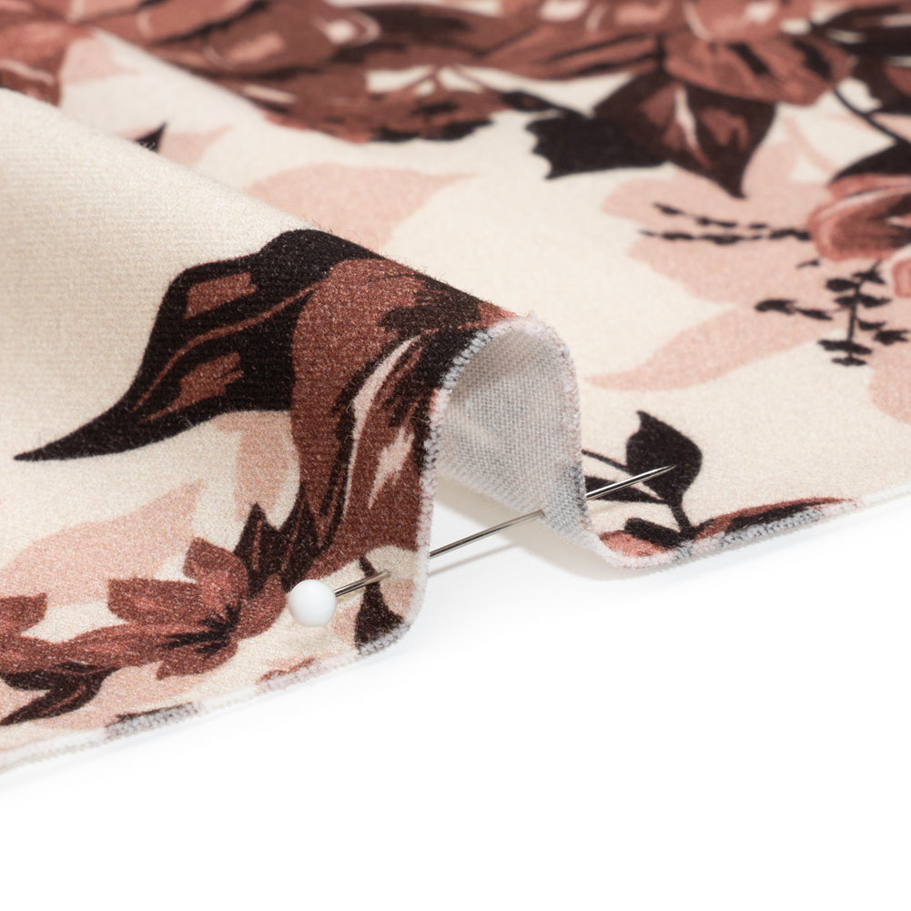 Brushed Stretch Cotton Twill Panel - Wine and Cream Roses - Mood Exclusive Space for Grace - Joann Fabrics