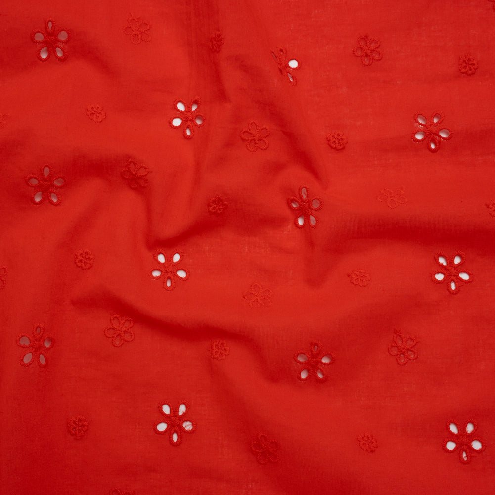 Embroidered Eyelet Cotton Voile - Red Floating Flowers - Naomi Collection - Joann Fabrics