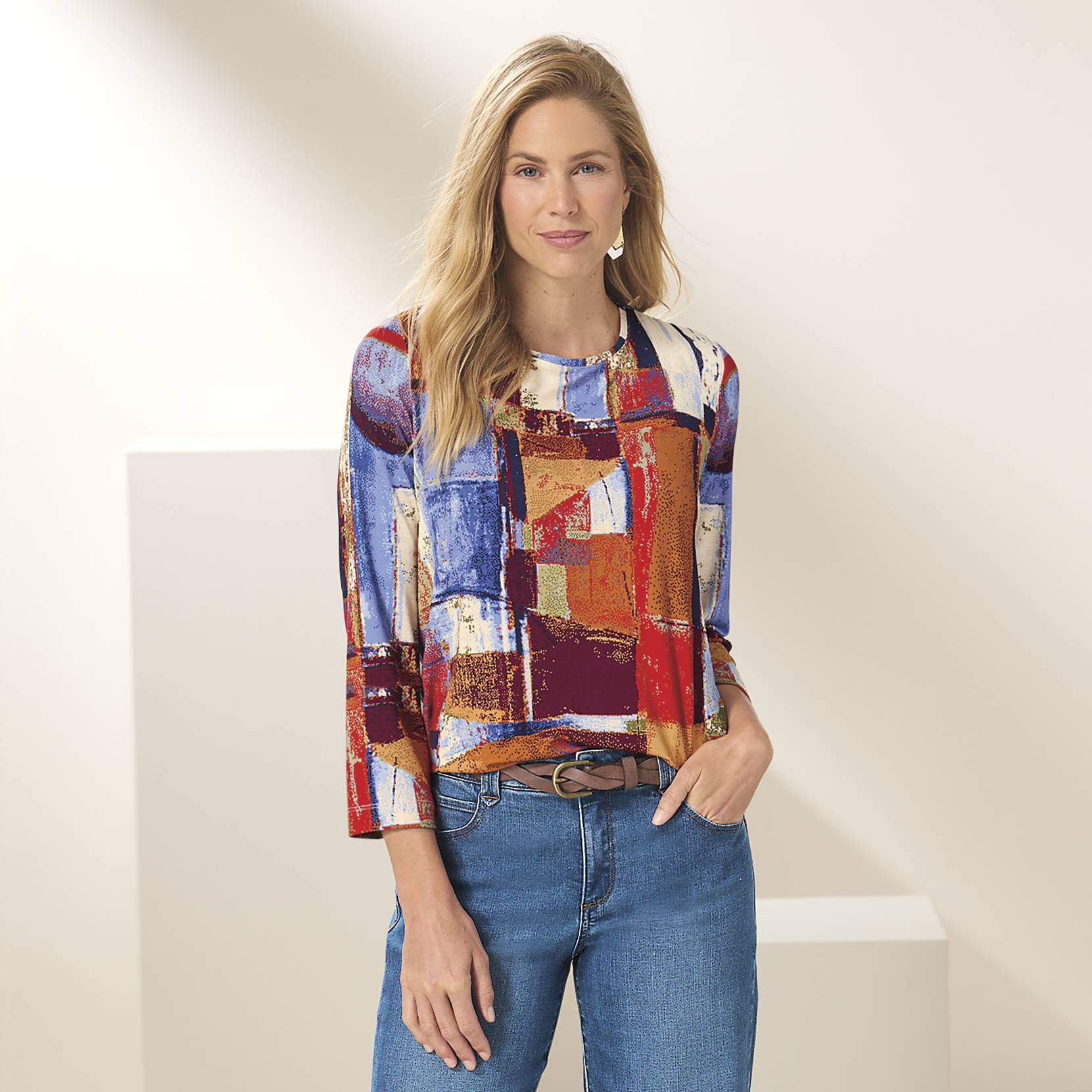 Abstract Print Embellished Top - Northstyle Catalog