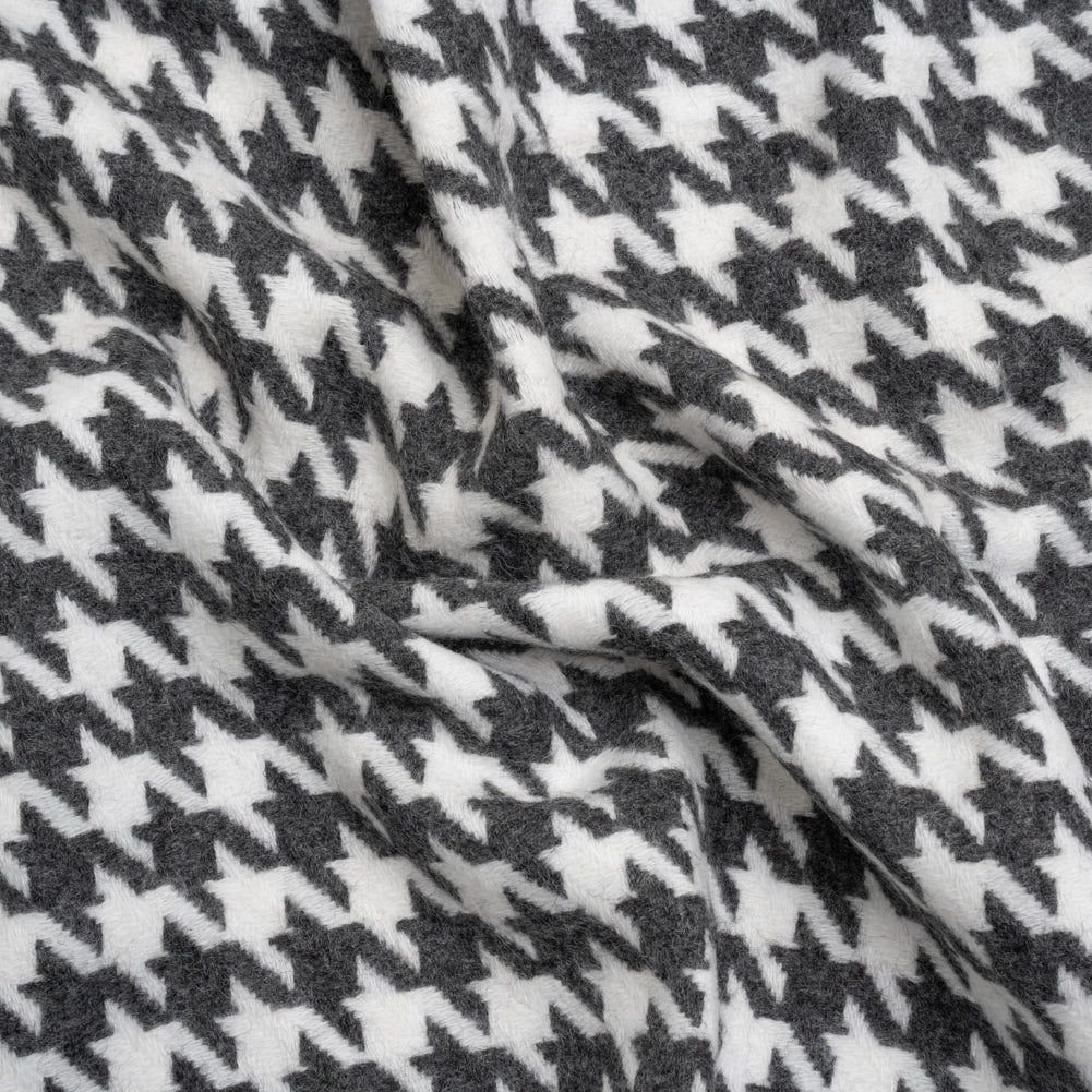 Charcoal and White Houndstooth Felted Wool Blend Twill Coating - Joann Fabrics