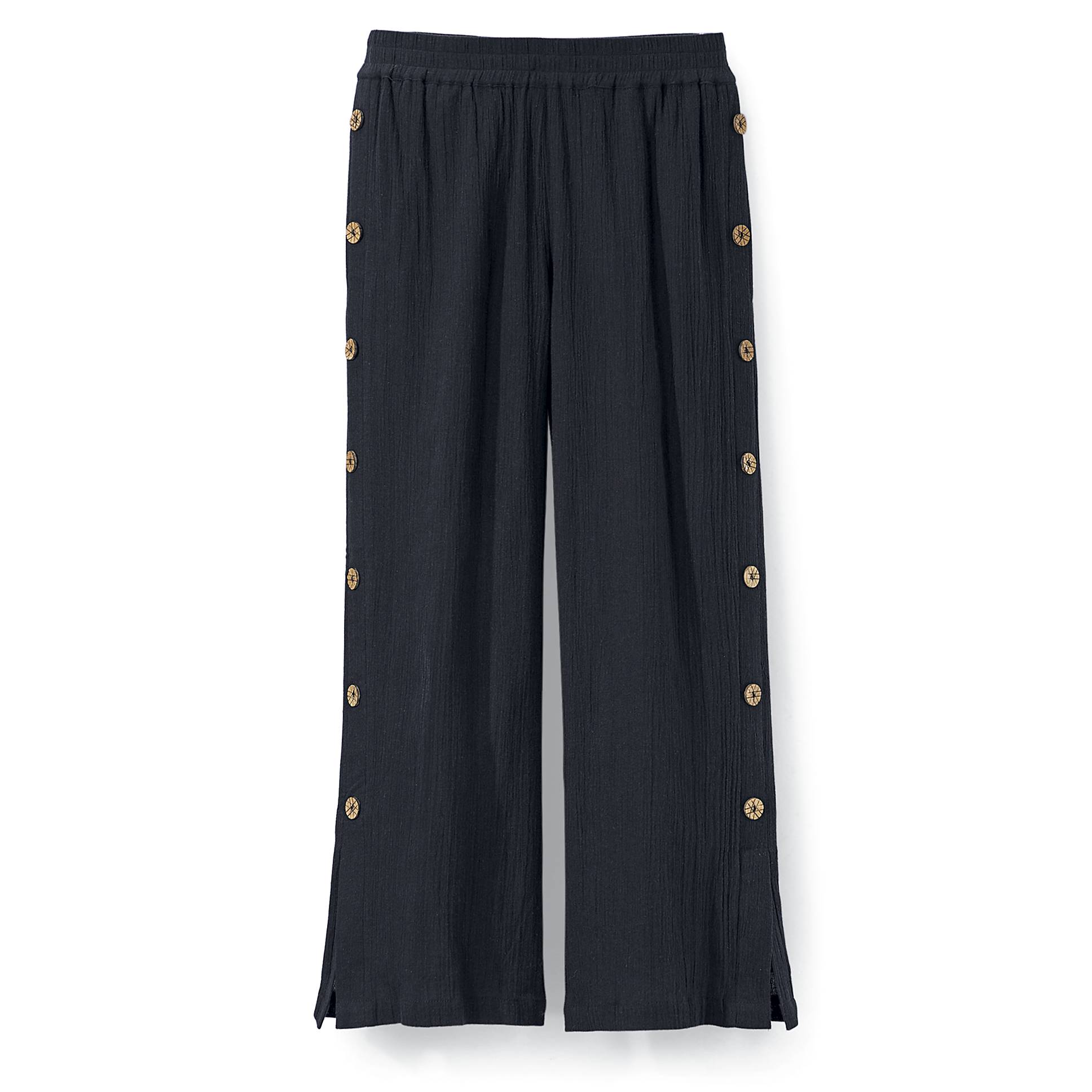 Button-Accent Cropped Pants - Northstyle Catalog