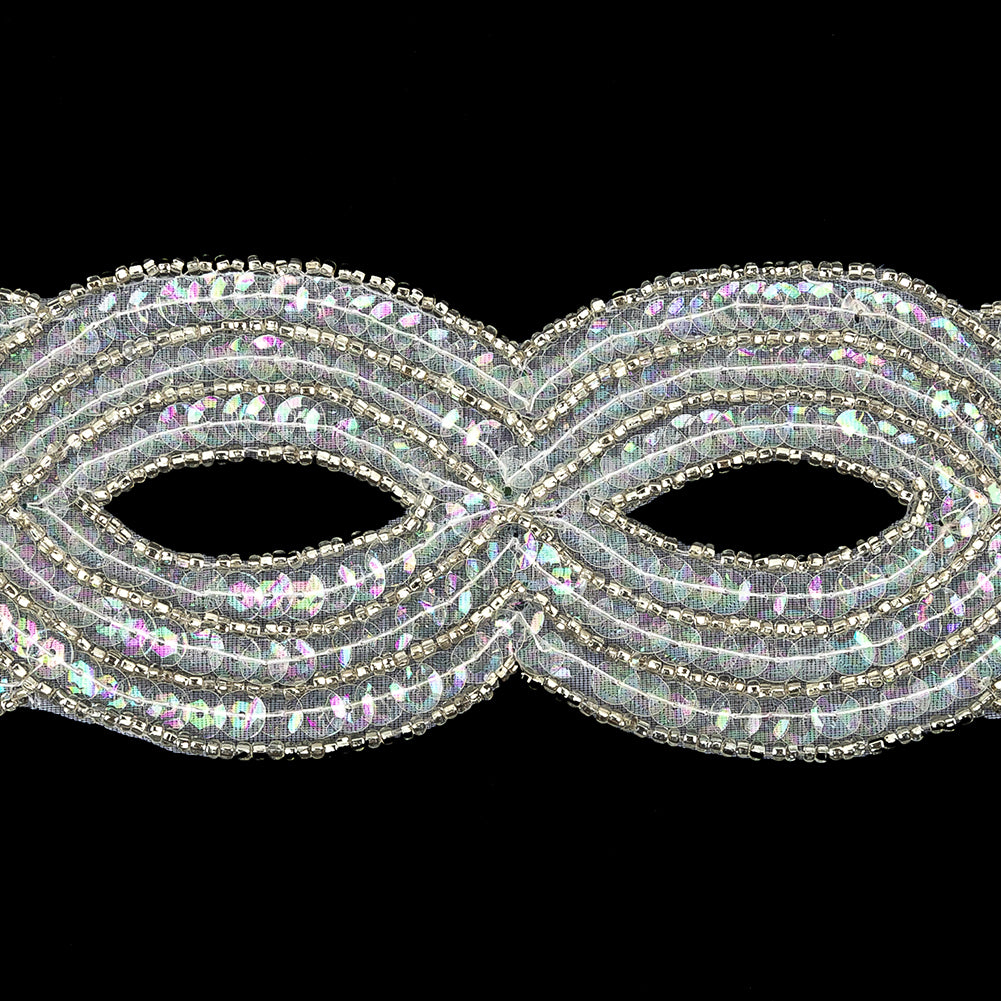 Vintage Crystal Iris Sequins and Beaded Figure Eight Applique - 11
