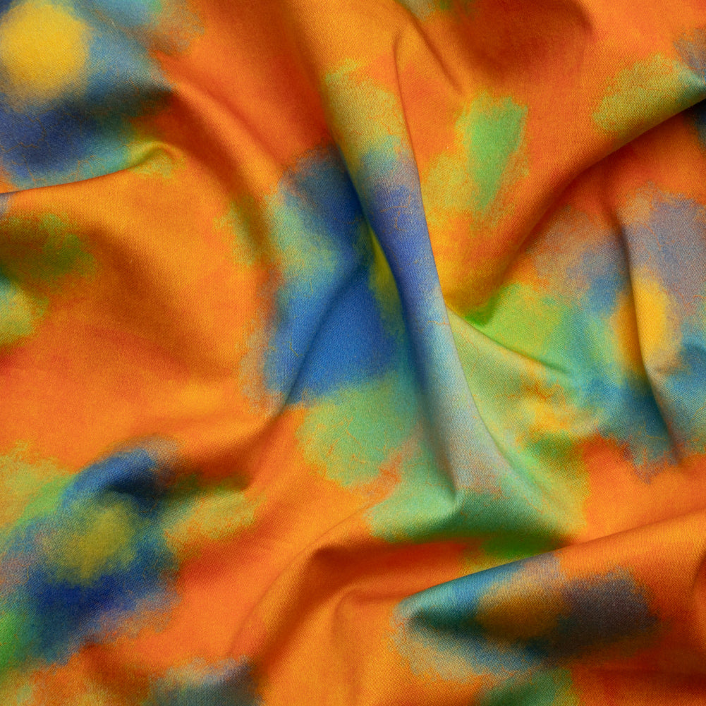 Stretch Cotton Sateen - Orange Painterly Flowers - Hazy Daisy Print - Mood Exclusive Marigold Collection - Joann Fabrics