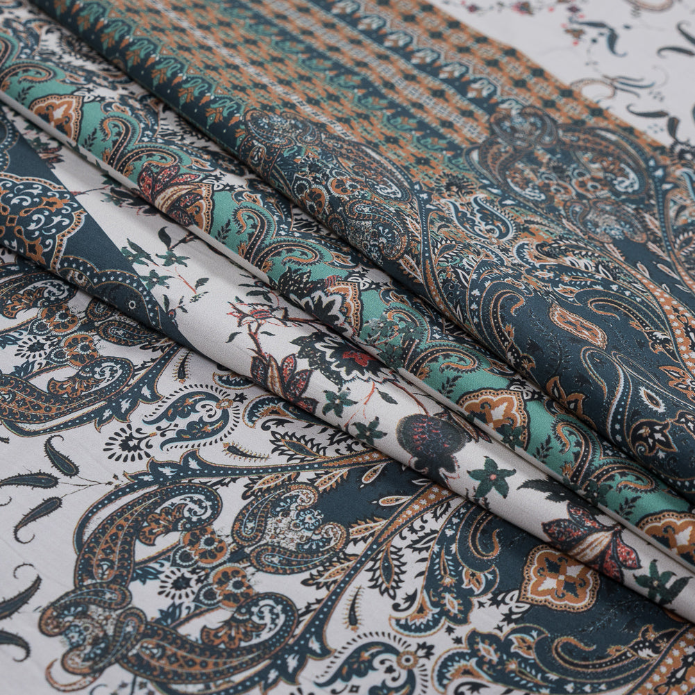 European Orange and Steel Paisley Patchwork Cotton Poplin - Joann Fabrics