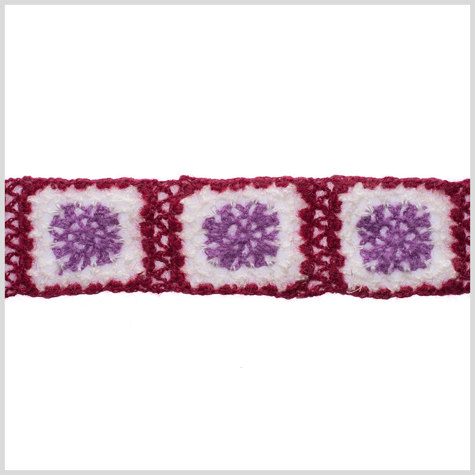 Red/White/Orchid Squares Crochet Lace Trim - Joann Fabrics